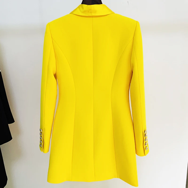 Yellow Double Breasted Blazer Dress