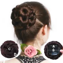 Allaosify, женские плетеные шиньоны, заколки для волос, шиньон для наращивания, булочка для невесты, синтетические волосы, булочки, высокотемпературное волокно, черный