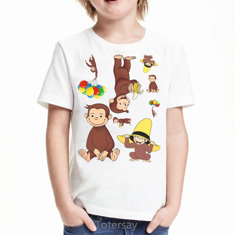 Ropa divertida para niños, Camiseta con estampado de mono de dibujos  animados de curiosos George, Camisetas de verano para niñas,  2021|Camisetas| - AliExpress