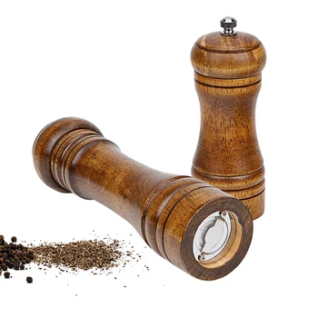 

with Strong Adjustable Ceramic Grinder Kitchen Accessories Cooking Tools Solid Wood Spice Mill Salt Cumin Pepper Mill