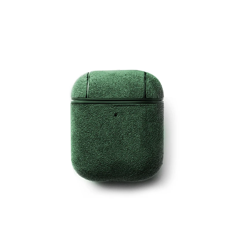SanCore Alcantara кожаный чехол для наушников для Apple Airpods 1 Airpods 2 чехол роскошный защитный чехол Аксессуары для Airpods - Цвет: Airpods 2 Dark Green