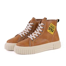 Мужские высокие кроссовки; модная Вулканизированная обувь; высокие кроссовки; мужская кожаная обувь на плоской подошве, увеличивающая рост; мужские кроссовки