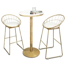 Creative Bar Chair Table Simple Iron Art Multi-function Household High Stool with Cushion Coffee Shop Bar Stool and Table