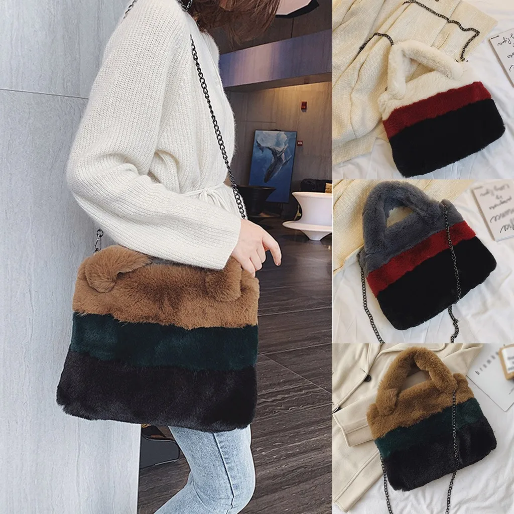 

Fashion Women's Retro Large-Capacity Plush Shoulder Bag Messenger Bag