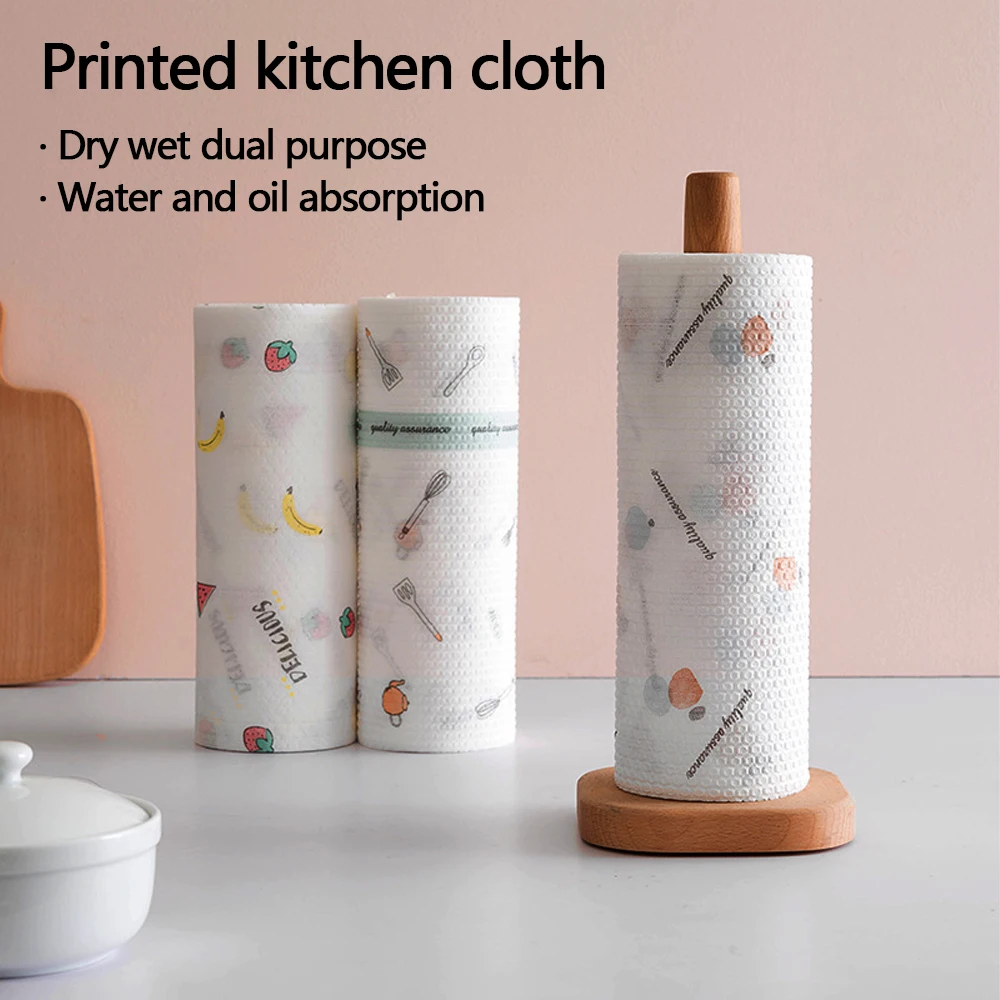 

50 Piece/1 Roll Kitchen Disposable Dishwashing Cleaning Rag Dry Wet Dual Purpose Non Woven Fabric Paper Towels Home Scouring Pad