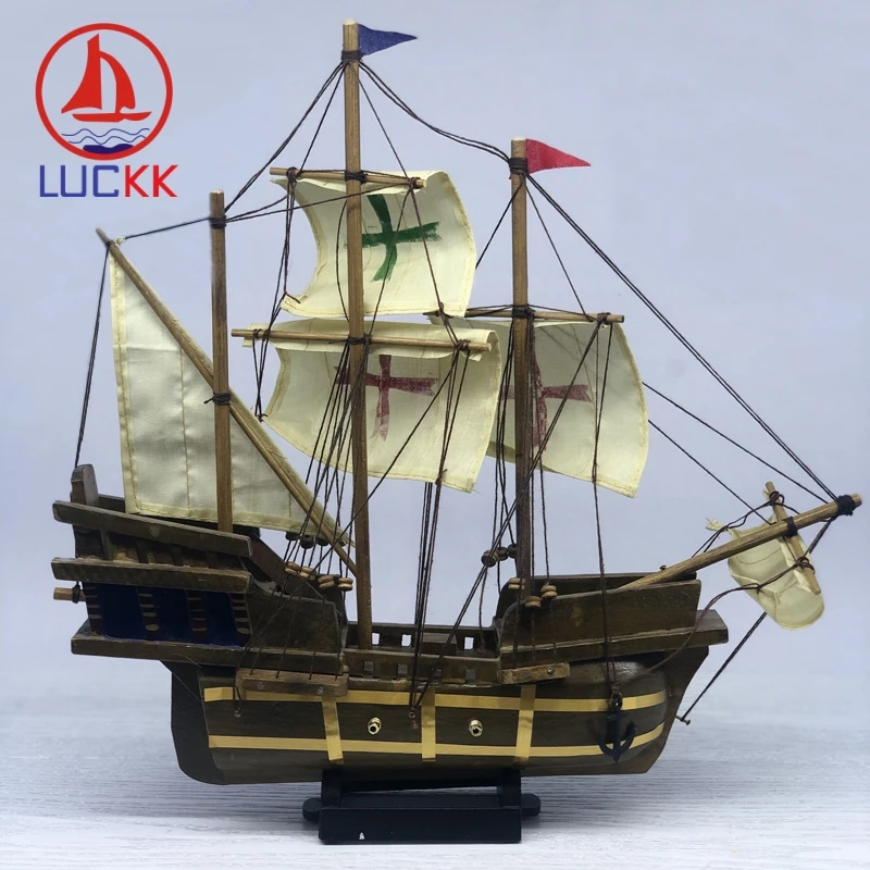 LUCKK 33 см ручной работы ретро Коламбус SantaMaria морской корабль модель домашнего интерьера деревянные ремесла классический номер парусник орнамент