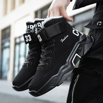 

Men Casual Shoes Winter Snow Boots Men Fashion Sneakers Student High Top Shoes Outdoor Keep Warm Shoes Light Men Vulcanize Shoes