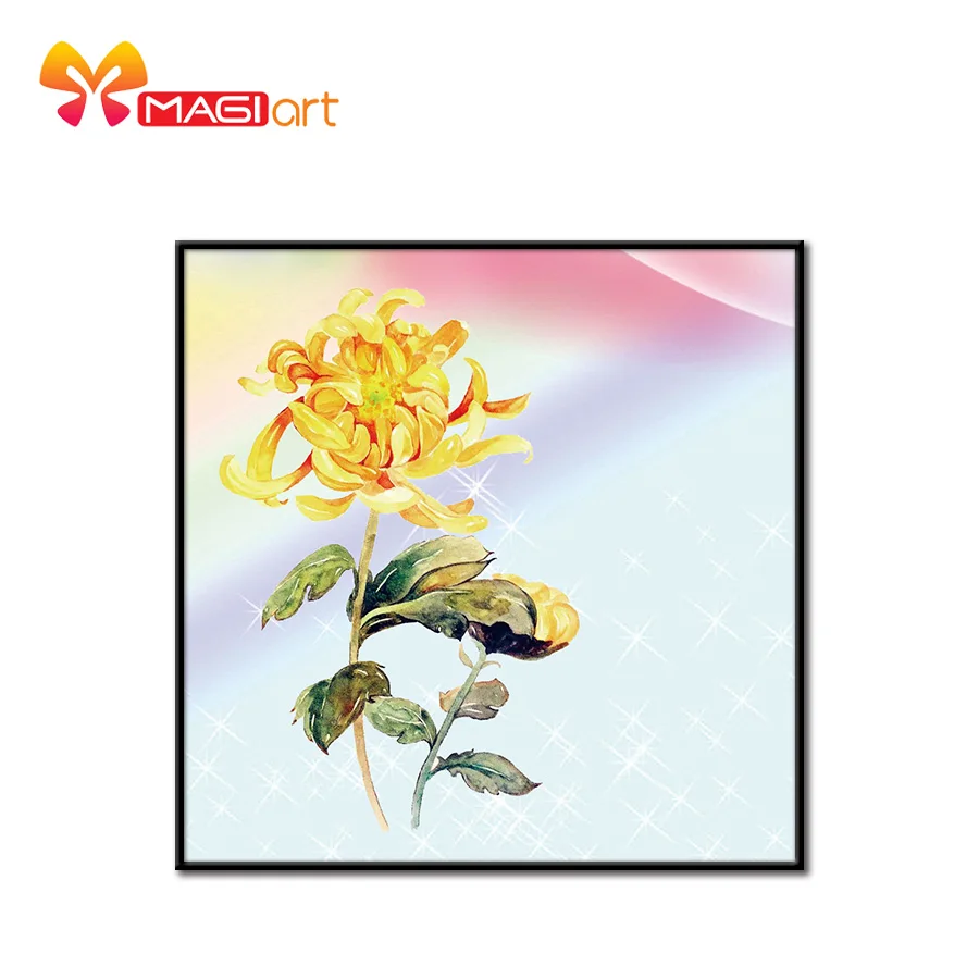 Cross stitch kits Embroidery needlework sets 11CT water soluble canvas patterns 14CT Floral style Yellow daisy-NCMF187