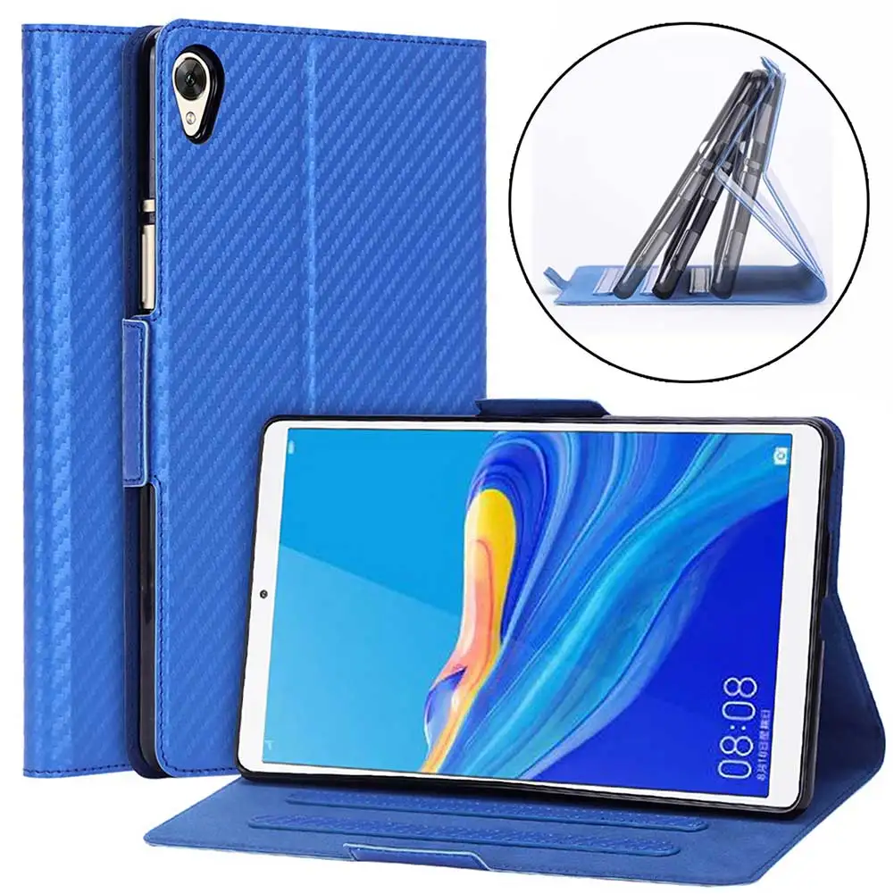 Blue Чехол для huawei MediaPad M6 8,", чехол для планшета с функцией автоматического сна, смарт-чехол из искусственной кожи, флип-чехол с подставкой, бизнес противоударный чехол - Цвет: Blue