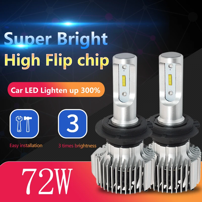 Автомобильный головной светильник H4 H7 Led H1 H3 H8 H9 H11 D1S D2S D2R D3S D4S 9006 HB4 9005 HB3 880 881 72w фары