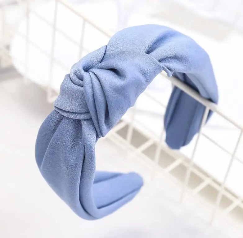 Новая классическая головная повязка для женщин высокого качества плотная повязка на голову для девочек винтажный тюрбан осенние аксессуары для волос - Цвет: blue hairband