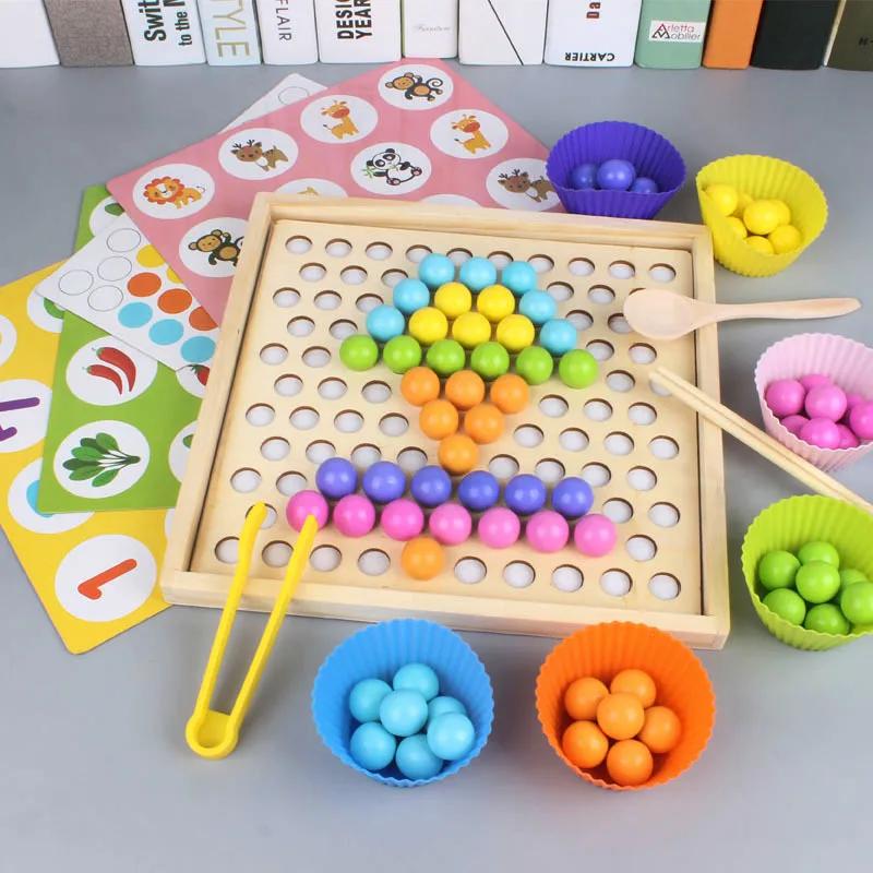 LIQU-Colorido Jogo De Madeira Board para Crianças, Clip Beads, Contando Jogo  De Correspondência, Matemática Brinquedo Educativo - AliExpress