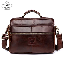 Мужская сумка на плечо кожаная сумка для ноутбука Офисные Сумки для мужчин Сумки из натуральной кожи портфель роскошная сумка на плечо Мужская ZZNICK - Цвет: coffee 6103