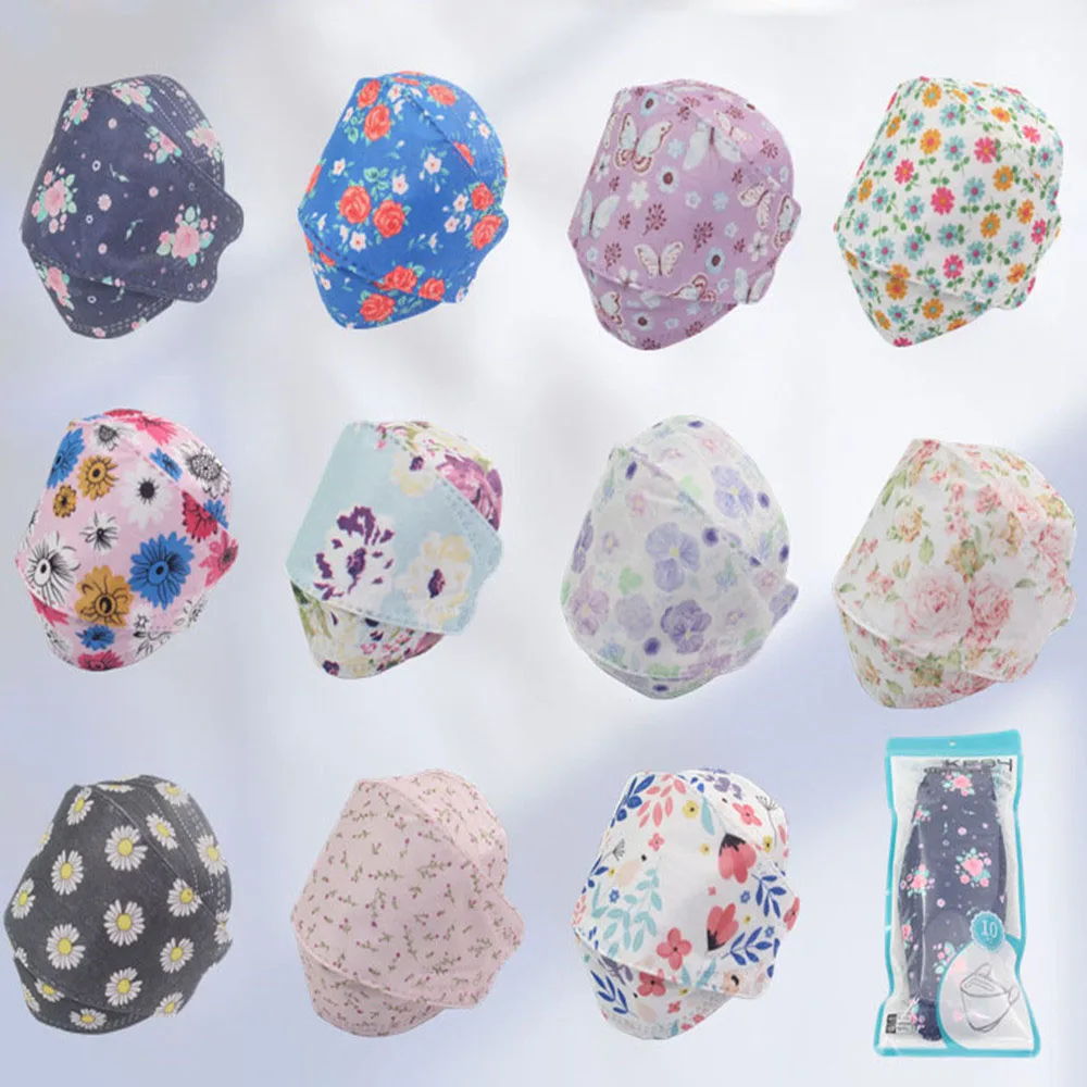 10PCS/50PCS Korea Styles Flower Adult Disposable Face Masks 4-Layers Non-woven Earloop Facial Cover Fish Shape Mouth Mask 3