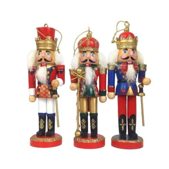 

1PC Wooden Nutcracker Doll Soldier Miniature Figurines Vintage Handcraft Puppet New Year Christmas Ornaments Home Decor