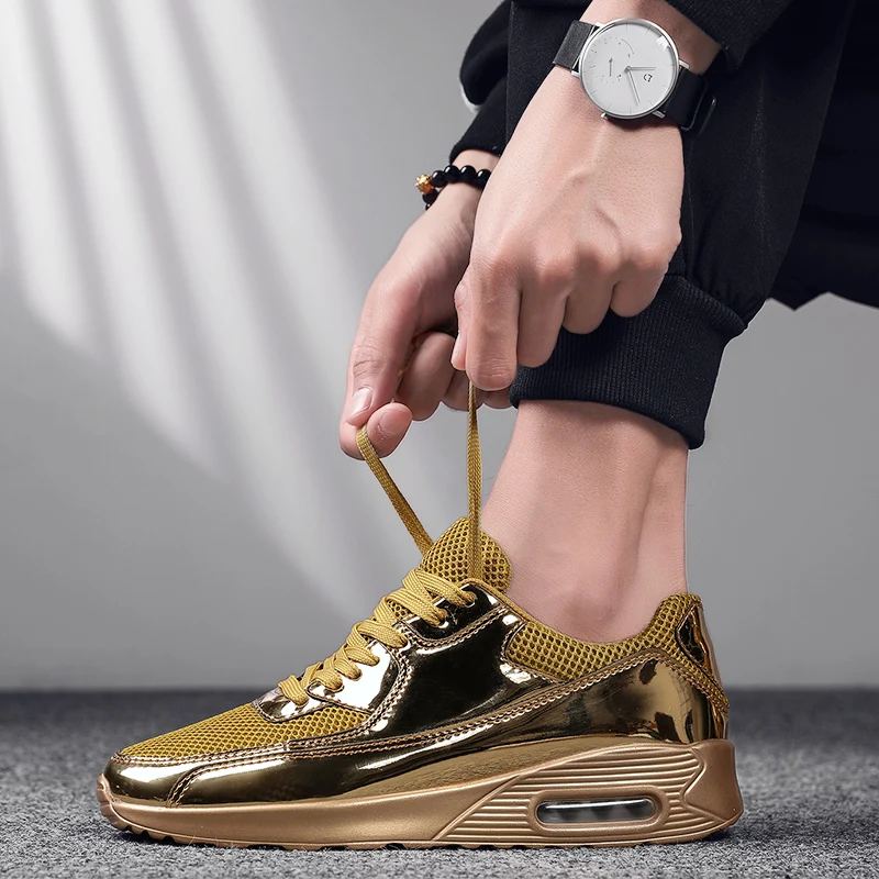 gold trainers mens