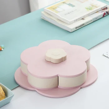 

Economical Snack Box Candy Dish Petal Rotating Dried Fruit Plate Snacks Storage Tray for Christmas Party ds99