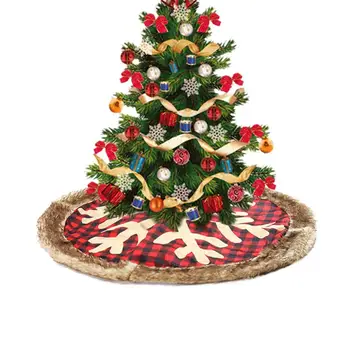 

90CM Linen Christmas Tree Skirts Aprons Decoration Lovely Creative Christmas Tree Skirt Xmas Tree Decor Party Decor Supplies