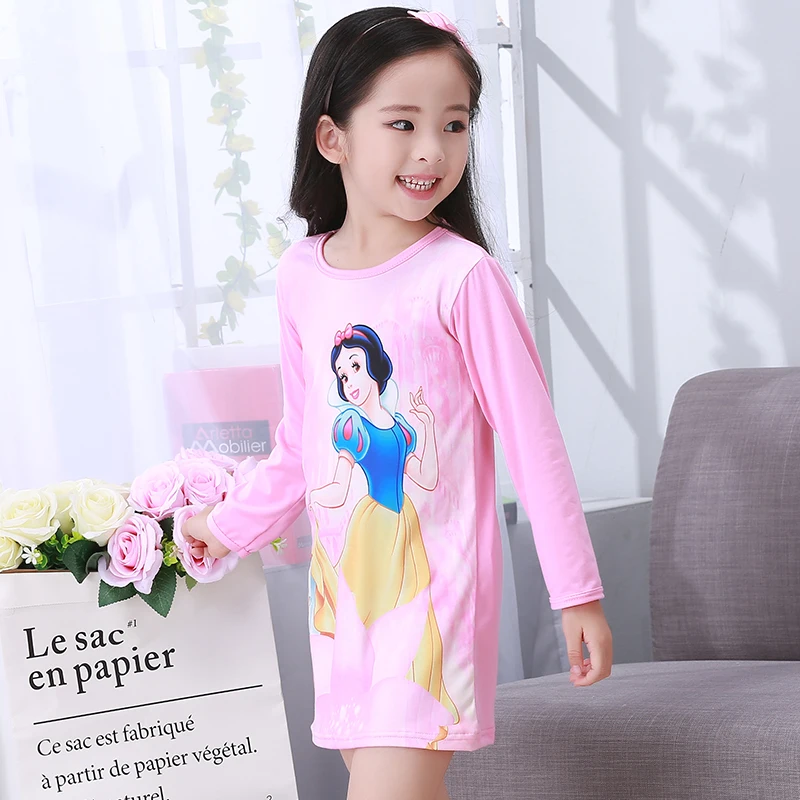 Милые весенние Девочки ночные рубашки с длинным рукавом персонажа детская ночная рубашка трикотажная соединенная пижама одежда для сна ночная рубашка для девочек - Цвет: style 29