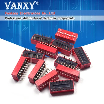 

10PCS DIP Switch 8 bit Way 2.54mm Toggle Switch Red Snap Switch Wholesale Electronic