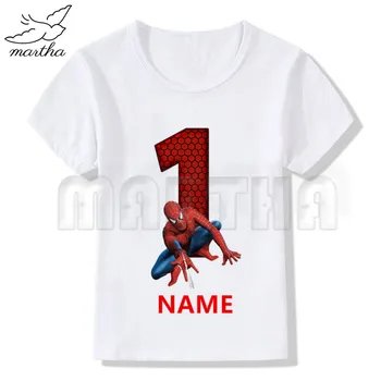 

Kids Avengers Spiderman Birthday Number 1-9 Cartoon Funny White T-shirt Kids Party Top Children Short Sleeve Tshirt Baby Clothes