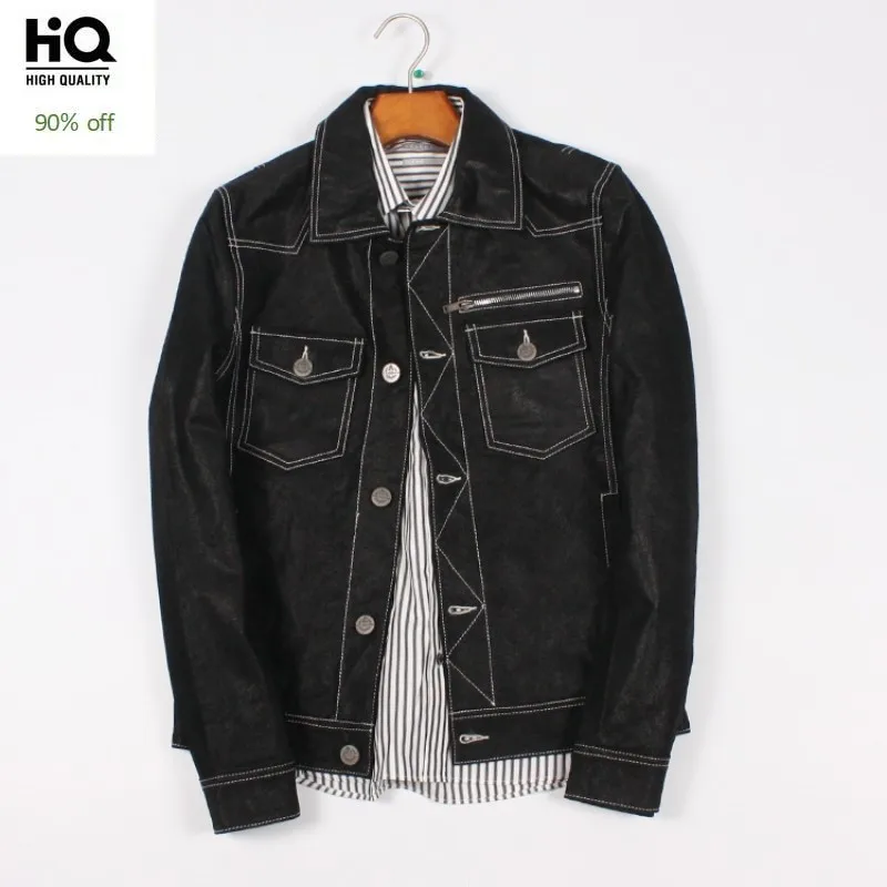 

Men Fashion Slim Vintage Single Breasted 100% Real Leather Jacket 2020 Spring Street Hip Hop Jacket Men Luxury Brand Preppy Coat