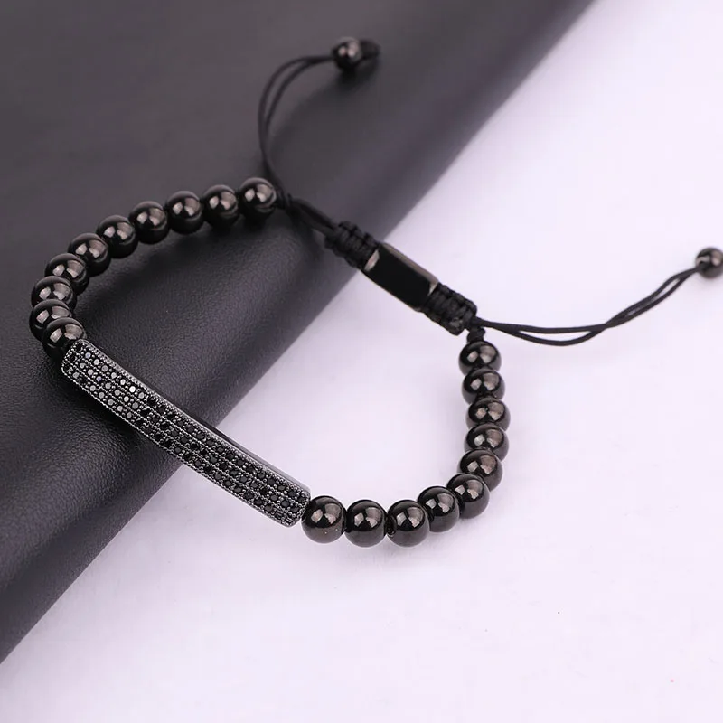 High Quality Stainless Steel Beads Cubic Zirconia Charm Friendship Beaded Bracelet Men Jewelry Gift - Image 3