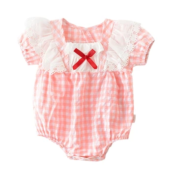 

Toddler Kids Baby Girls Bodysuit Short Petal Sleeve Daisies Flowers Cotton Jumpsuits Summer Ruffed Clothes 0-24M