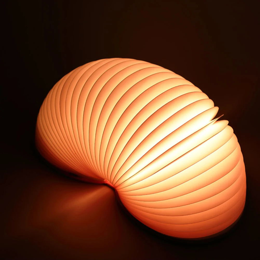 Decorative PU Leather Book Style Color Changing Foldable Atmosphere USB Rechargeable Bedroom Night Light Desktop Heart Shaped