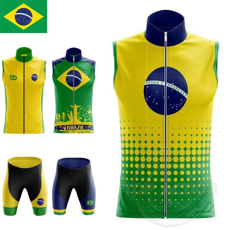 Men's Brazil National Windproof Cycling Vest Breathable Sleeveless Factory Direct Sales Custom Hot Buy New Products | Спорт и
