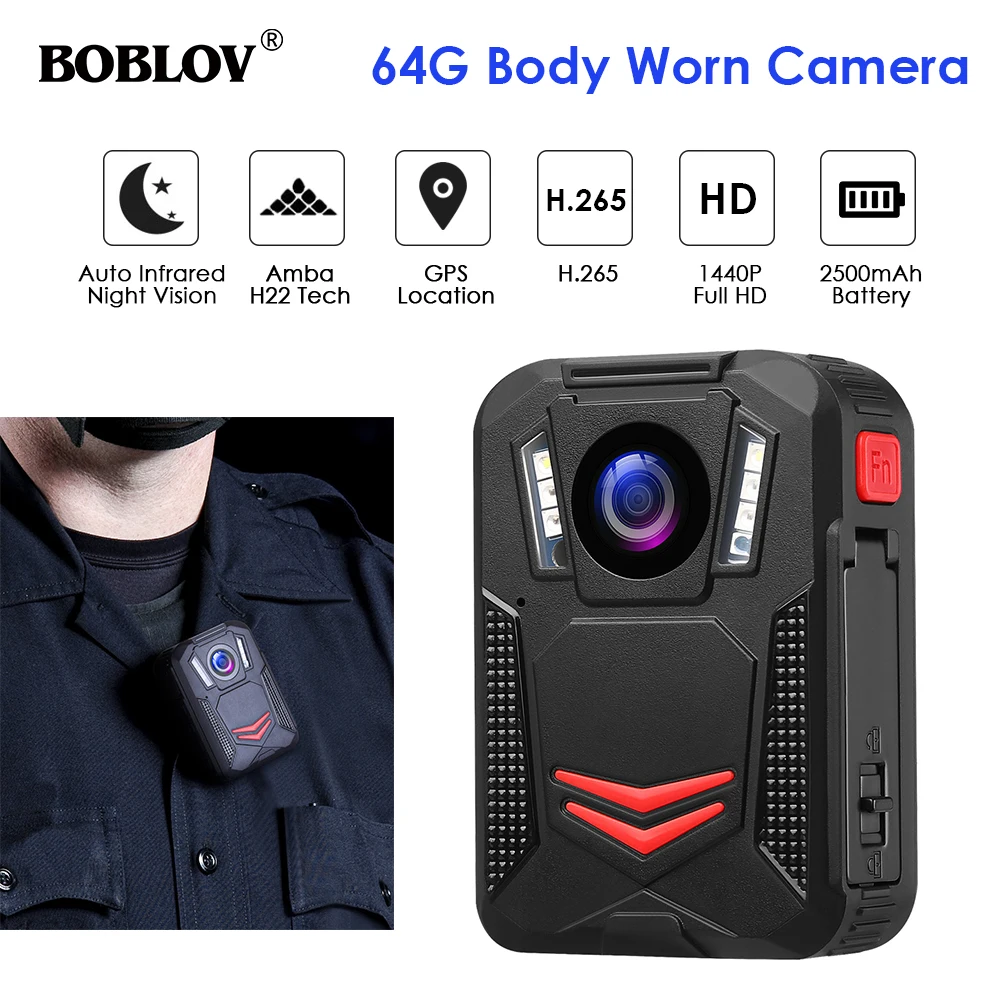 

BOBLOV G2A 2K 1440P Body Worn Camera Body Mounted Night Vision Camera GPS Police cam Re-recording DVR Recorder Mini Camcorders