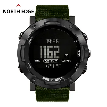 

NORTH EDGE Men Sport Watch Thermometer Altimeter Barometer Compass Pedometer Calorie Nylon Band Watches Digital Running Climbing