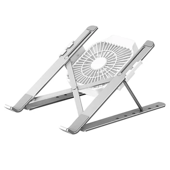 

Aluminum Alloy Riser Tablet Anti Slip With Cooling Fan Heat Dissipation Laptop Stand Adjustable Height Portable Foldable Desktop