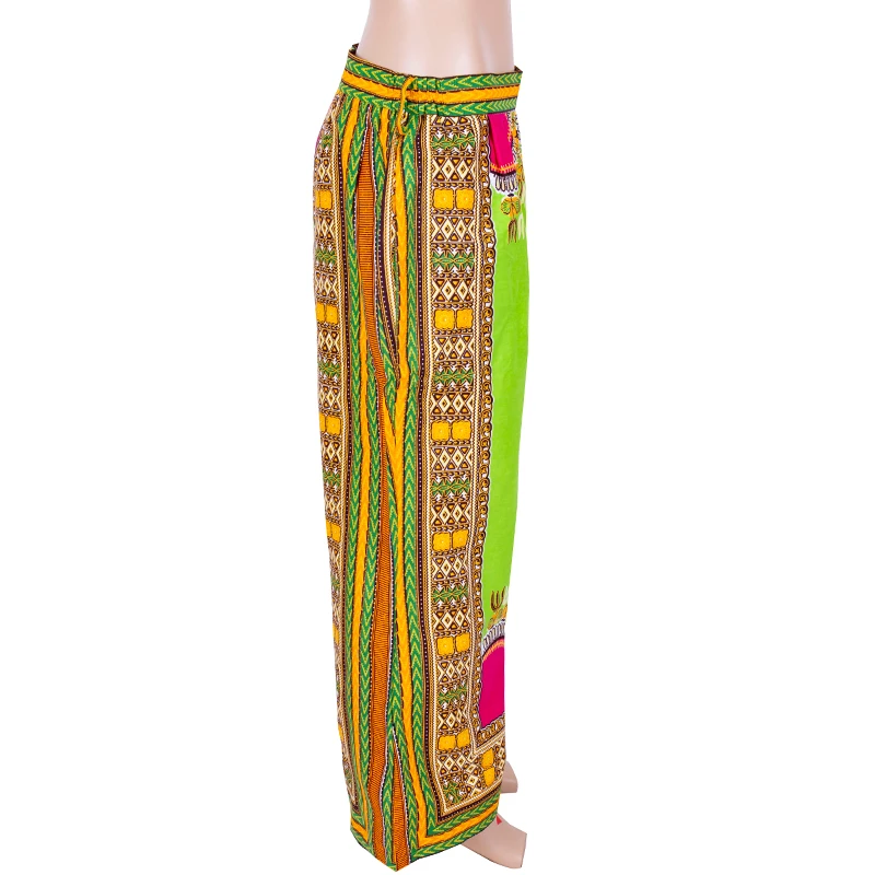 

IN STOCK Ladies Clothes Dashiki Print Trousers Wide Legs Pants Female High Waist Pants African Women Clothing Big Size XH085