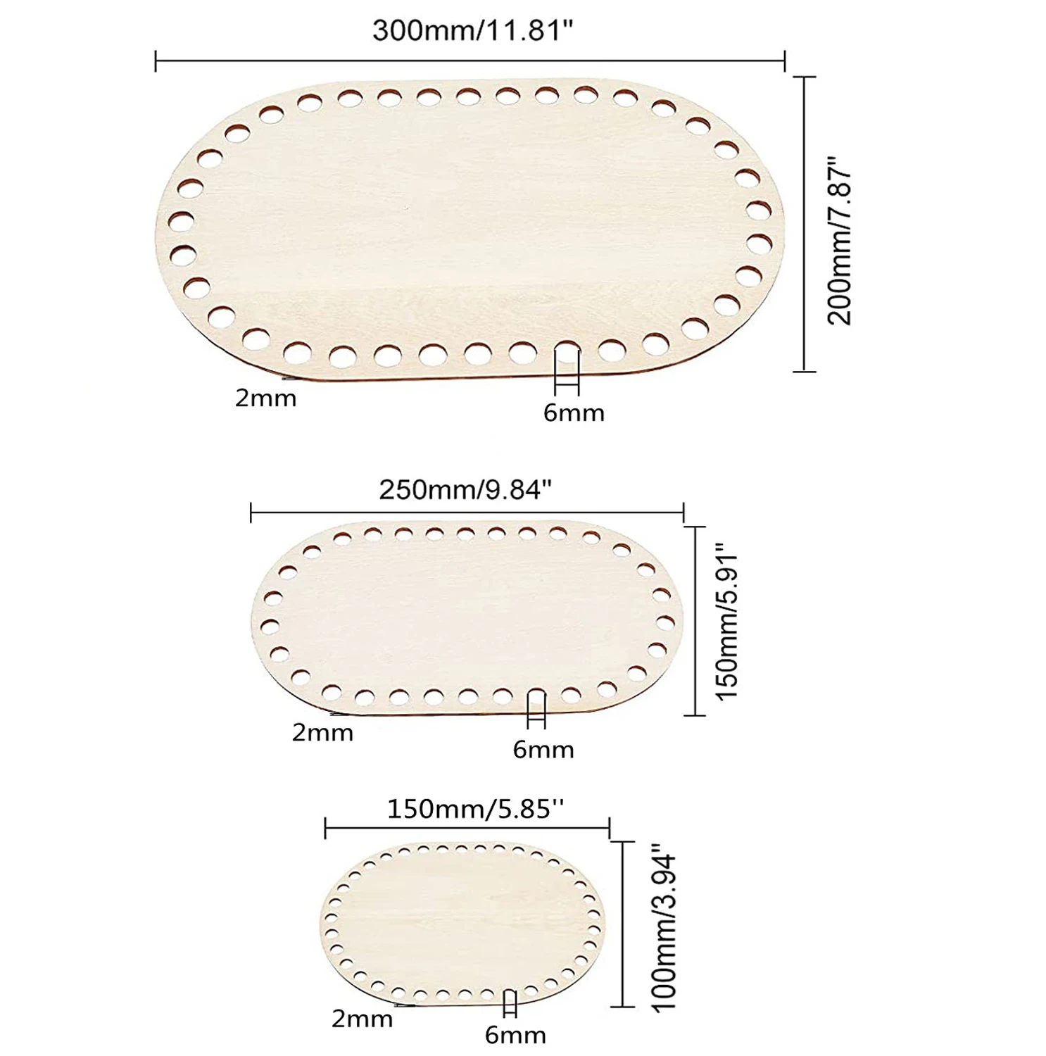D&D 3pcs/set natural wooden basket bottom oval blank solid crochet basket wood base DIY weaving supplies craft making