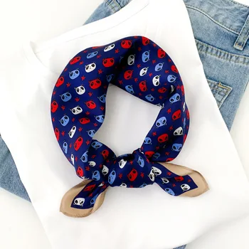 

2020 Horse Print Women Silk Neck Scarf Small Square Hair Head Band Kerchief Foulard Lady Bandana Tie High Quality