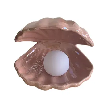 

Girl Dream Ceramic Shell Lamp Pearl Fairy Decoration Night Light Storage Pearl Shell Lamp Desktop Decoration