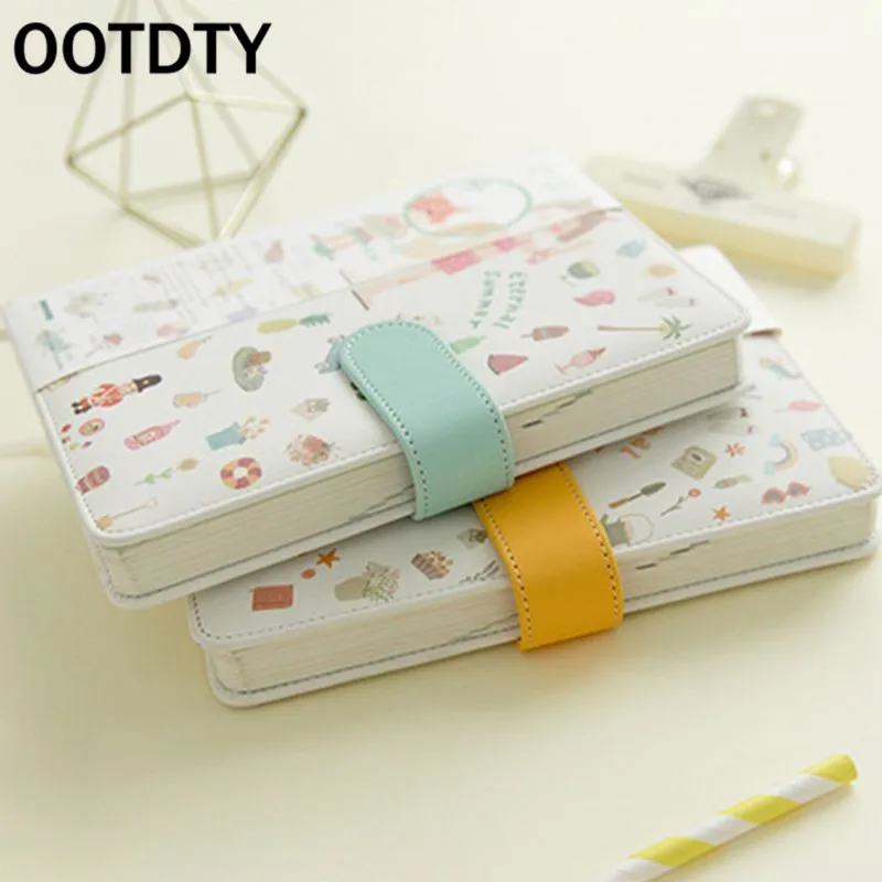 

OOTDTY A5 Cute Cartoon Notebook Leather Diary Journal Planner Travelers Journal Agenda