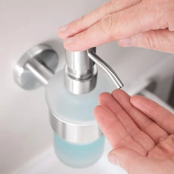 

Stainless Steel Wall-Mounted Soap Dispenser Manual Square Soap Bottle Hand Liquid Soap Sanitizer Lotion Shower Gel Pump Bottles