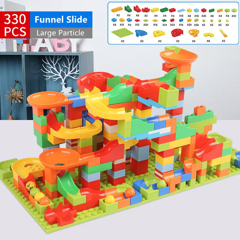 

Small Particle Magical Marble Race Run LegoINGs City Building Blocks Sets Friends Funnel Slide Kids DIY Bricks Toys For Children
