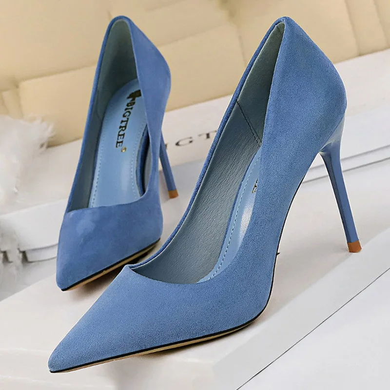 BIGTREE Shoes 2020 New Women Pumps Suede High Heels Shoes Fashion Office Shoes Stiletto Party Shoes Female Comfort Women Heels