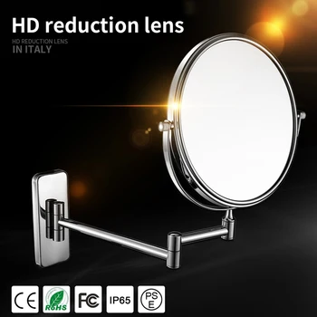 

Makeup Mirror with Light Folding Wall Mount Vanity Mirror 3/5/7/10x Double Sided Touch Bright Adjustable Bedroom Bathroom Mirror