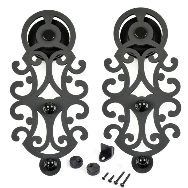 

Household Sliding Tracks Barn Wood Door Interior Hardware Home Decoration Easy To Install 2 Pcs