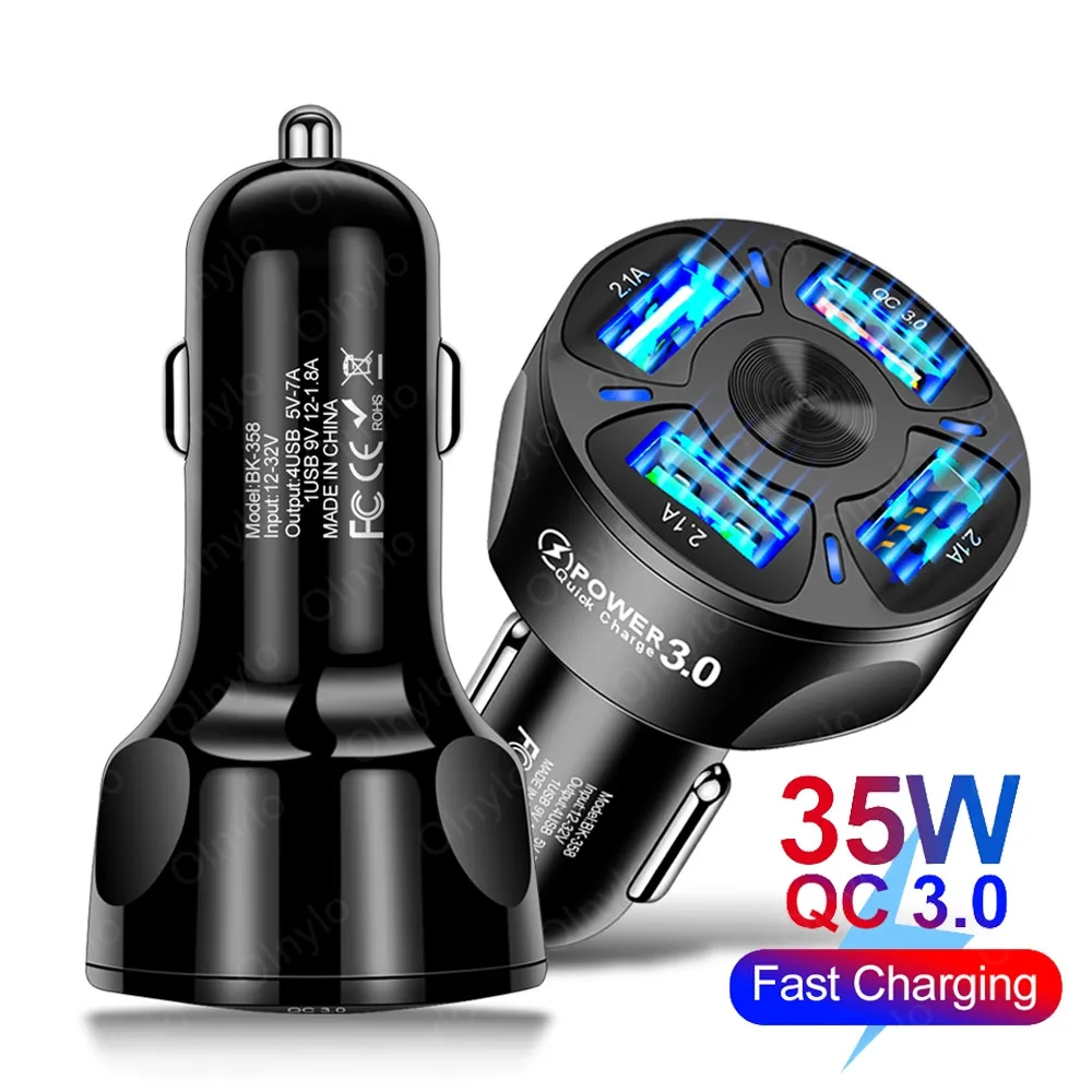 Car Chargers 4 Ports Quick Charge 3.0 For iphone12 pro max 11Huawei Mobile Phone Fast Charging Adapter QC 3.0 Car-Charger in Car (1)