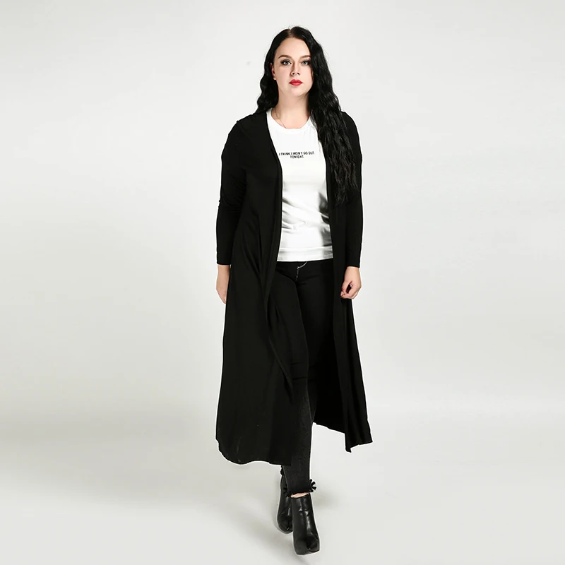 

Long Sleeve 3XL To 7XL Oversized Trench Long Cardigan Coats Women Outerwear Fashion Casual Trench Coats T1263