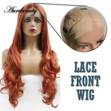 

Side Part Ginger Red Burgundy Loose Wave Synthetic Lace Front Wig Transparent 13x4Llace Frontal Colored Wig Hair For Black Women