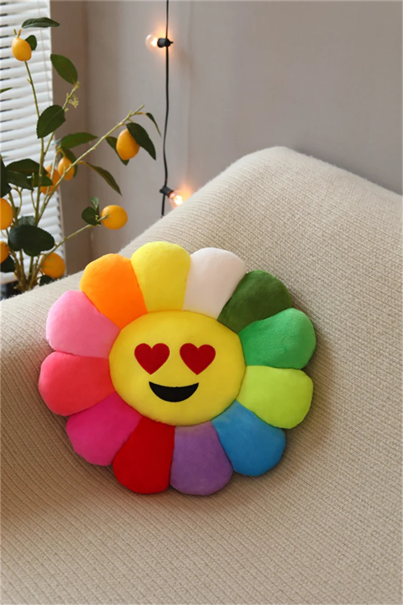 Cute Sunflower Pillow Plush Soft Pillow Seat Cushion Baby Kids Floor Play Mat Chair Cushion Sofa For Home Car Decor Pillow Gifts