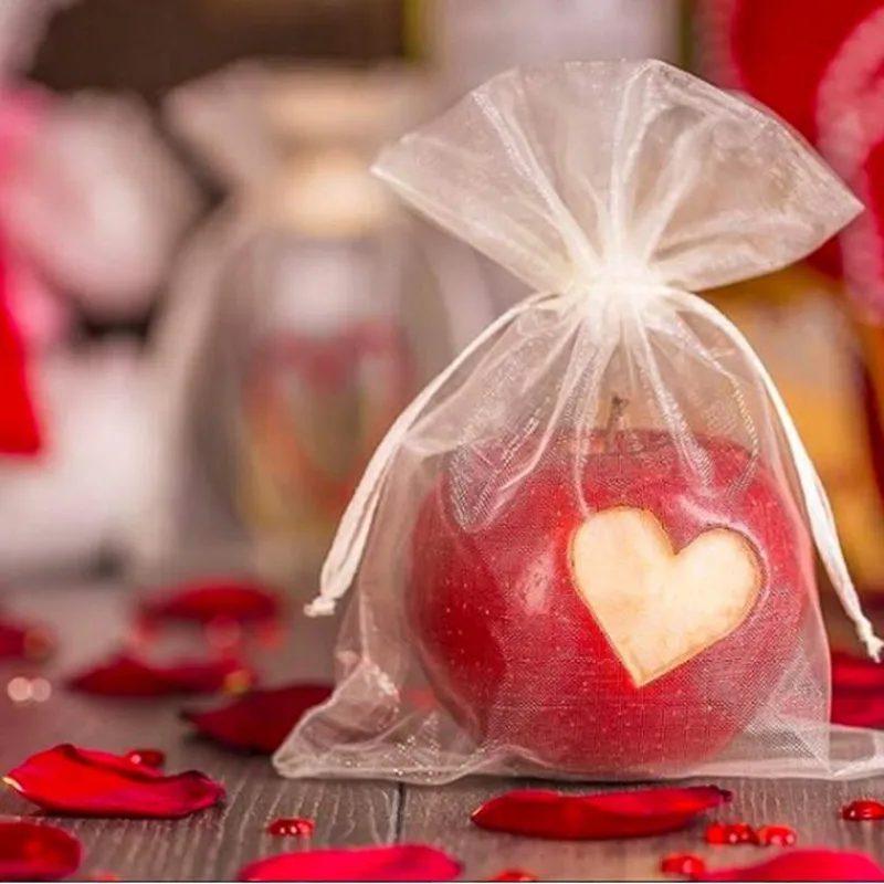 tulle bags 50Pcs/lot 7X9/9X12/11X16/13X18cm Organza bag Wedding voile Christmas Gift Bag Jewelry packing tulle fabric 5z