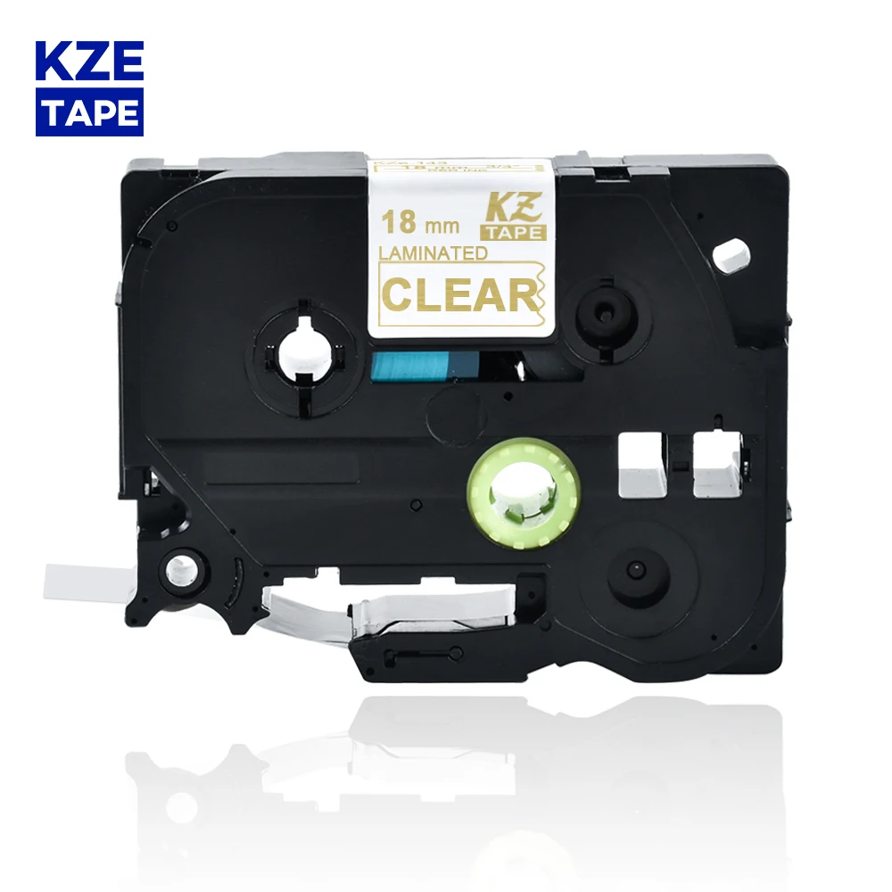 18mm Tze144 골드 클리어 라미네이트 라벨 테이프 카세트 카트리지 라벨 리본 tze 테이프 Tze-144 tze 144 tze144 P-touch PT