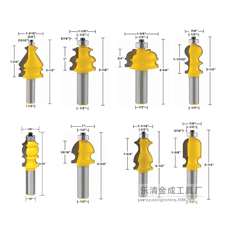 10pcs Architectural Molding Router Bit Set - 1/2" Shank Line knife Woodworking cutter Tenon Cutter for Woodworking Tools